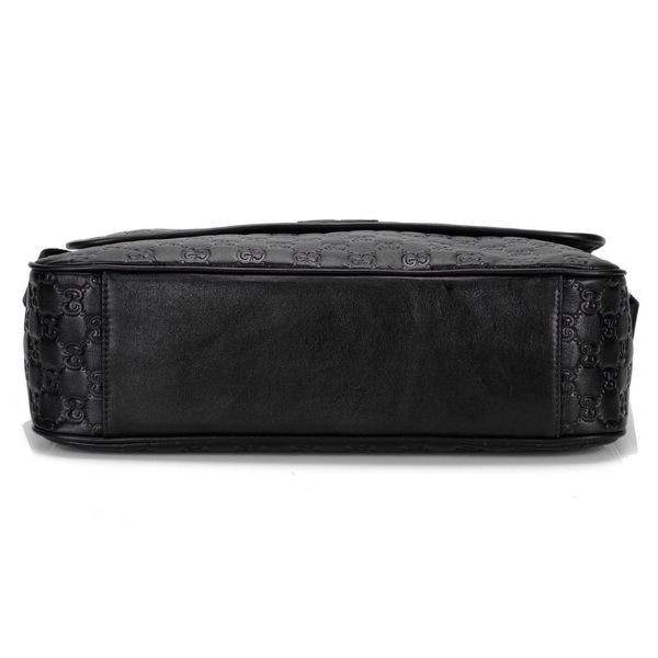 1:1 Gucci 223665 Men's Medium Messenger Bag-Black Guccissima Leather